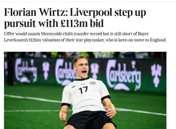 天价转会进入倒计时:利物浦与勒沃库森就维尔茨转会费差距缩至2000万欧